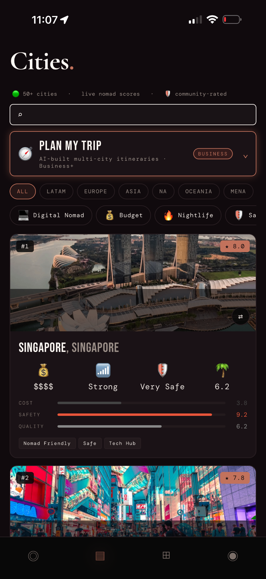 Outbound Cities explorer ranking destinations