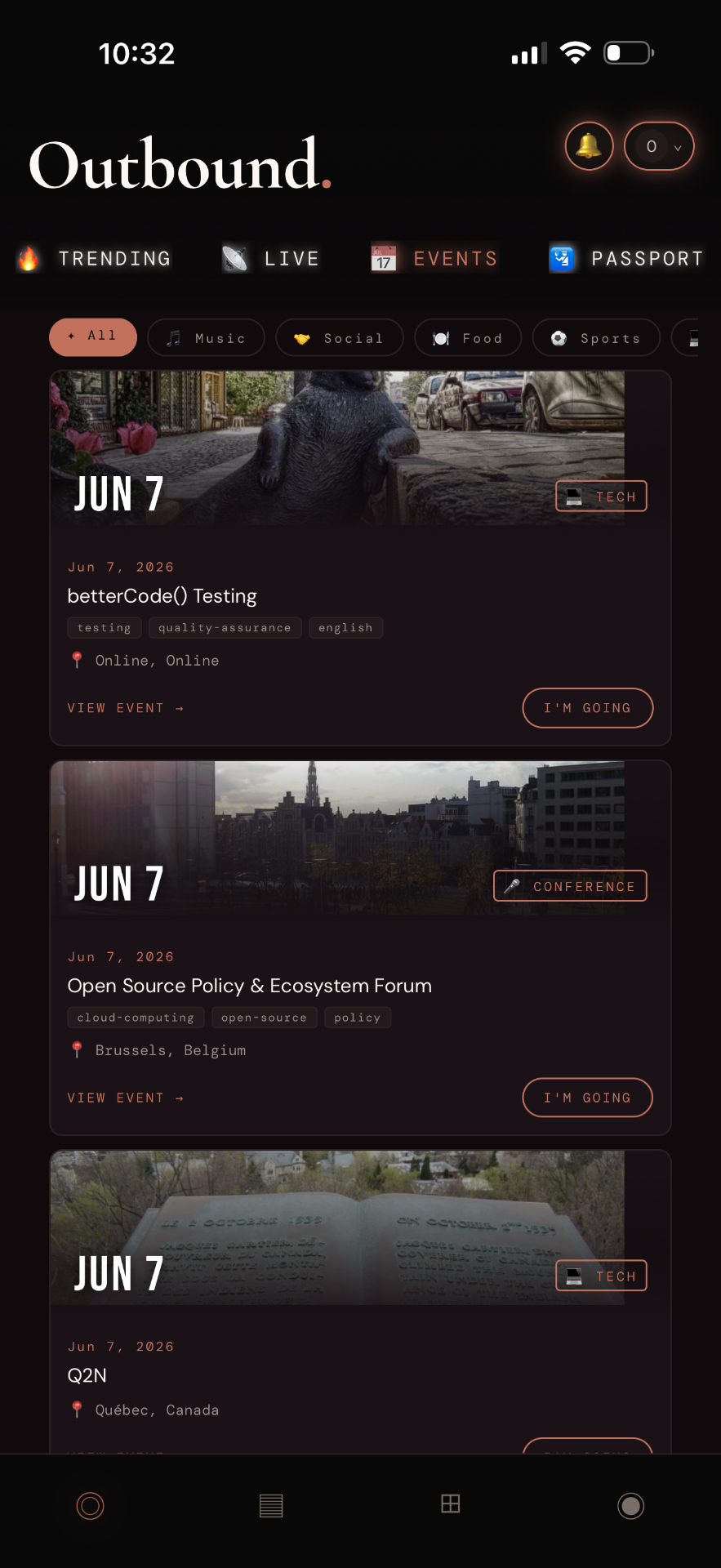 Outbound events near you